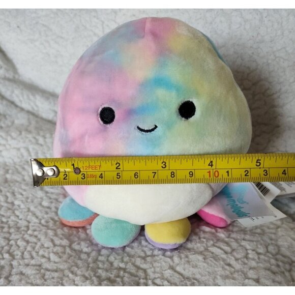 Squishmallow 5" OPAL Smiling Octopus Plush, Tie-Dye Pink/Yellow/Blue, KellyToy - Picture 3 of 16